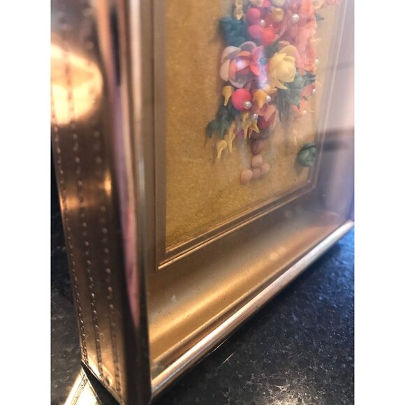 Vtg 1960's Miniature Seashell Art Craft Flowers In a Vase Handmade Incredible - Picture 3 of 8